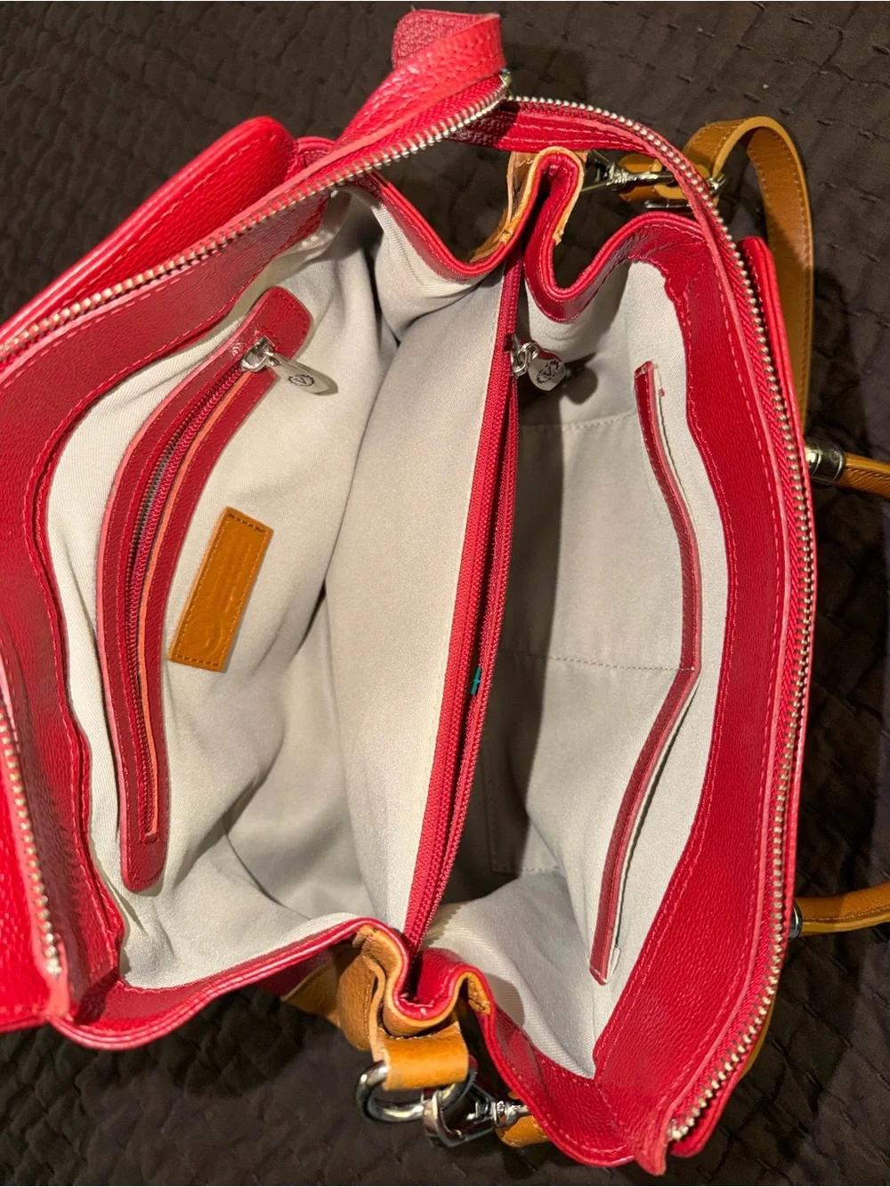 Valentina Red Crossbody with Tan Handles